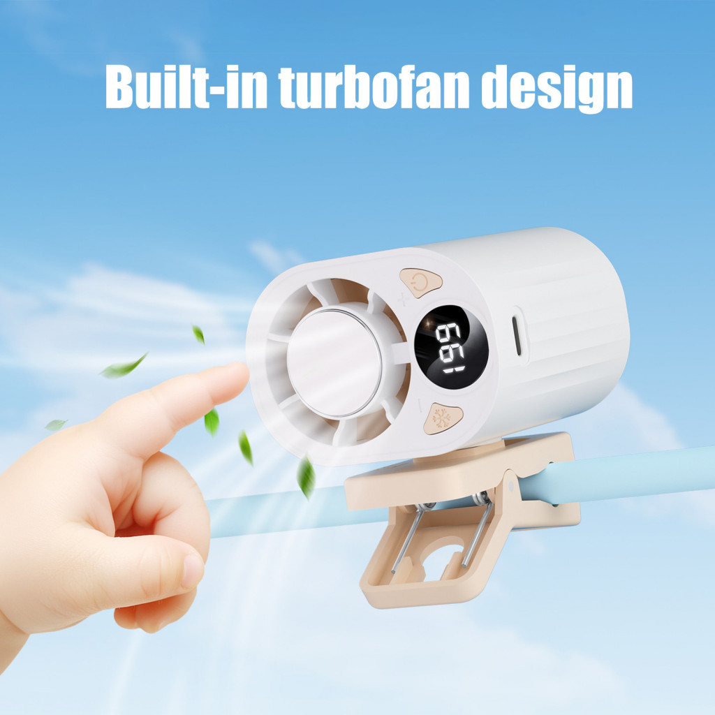Portable Usb Rechargeable Clip-on Fan with Led Display 3-speed Adjustable Personal for Car Office Travel Outdoor Use –