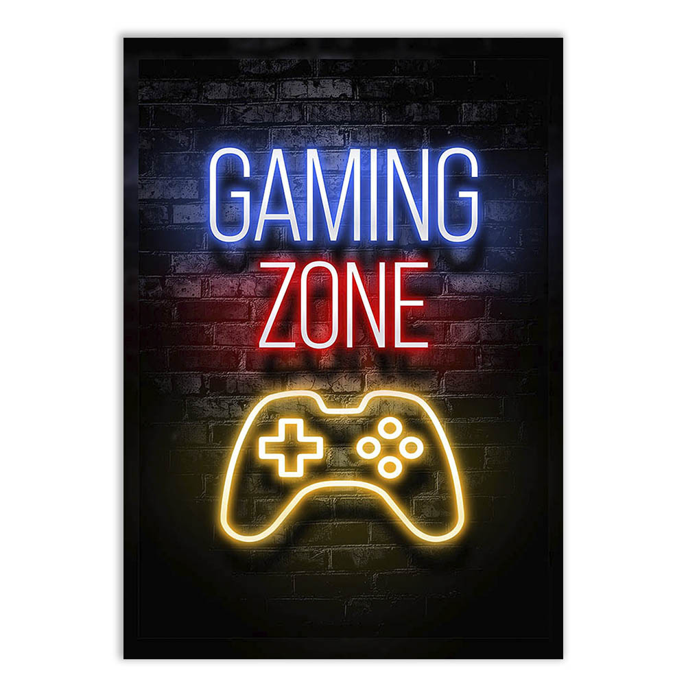Placa Quadro Decorativo Gamer Gaming Zone Estilo Retro Decoração