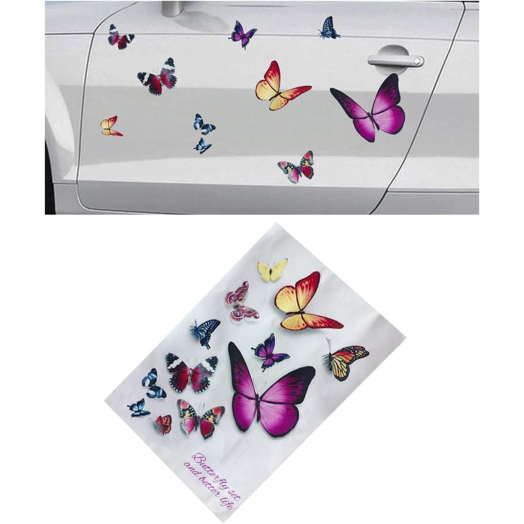 Butterfly Vinyl Car Stickers Decals, Waterproof Butterflies Insect Scratch Cover Decals for Automotive Home Decoration,