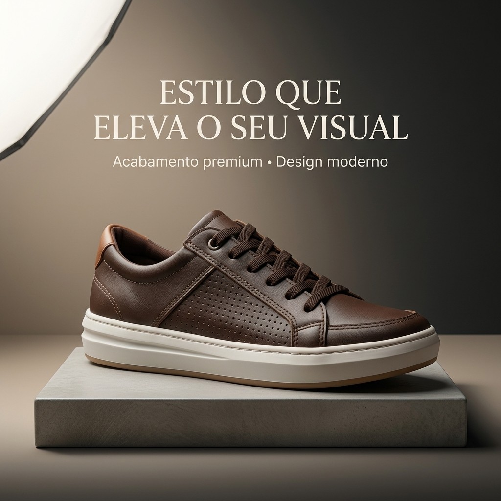 Sapatênis Masculino Premium Casual com Cadarço Confortável Leve Moderno Trabalho Passeio Dia a Dia Esporte Fino Luxo