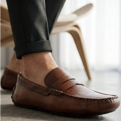 Mocassim Masculino Couro Legítimo Forrado Calce Fácil Premium Sapato Solado Drive Penny Lofer Casual Flexível Conforto