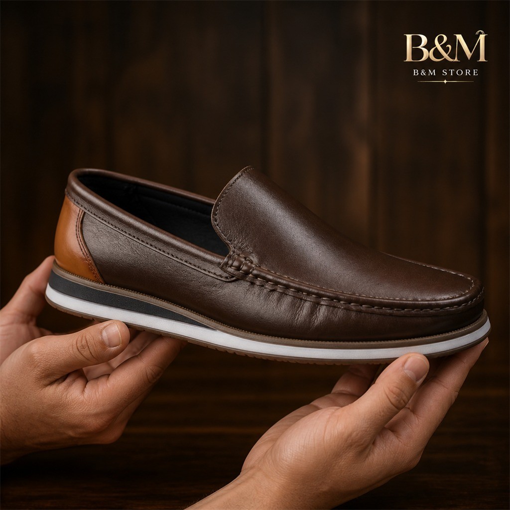 Mocassim Masculino Couro Legítimo Premium Confortável Antiderrapante Casual Social Trabalho Dia a Dia Preto Café Luxo