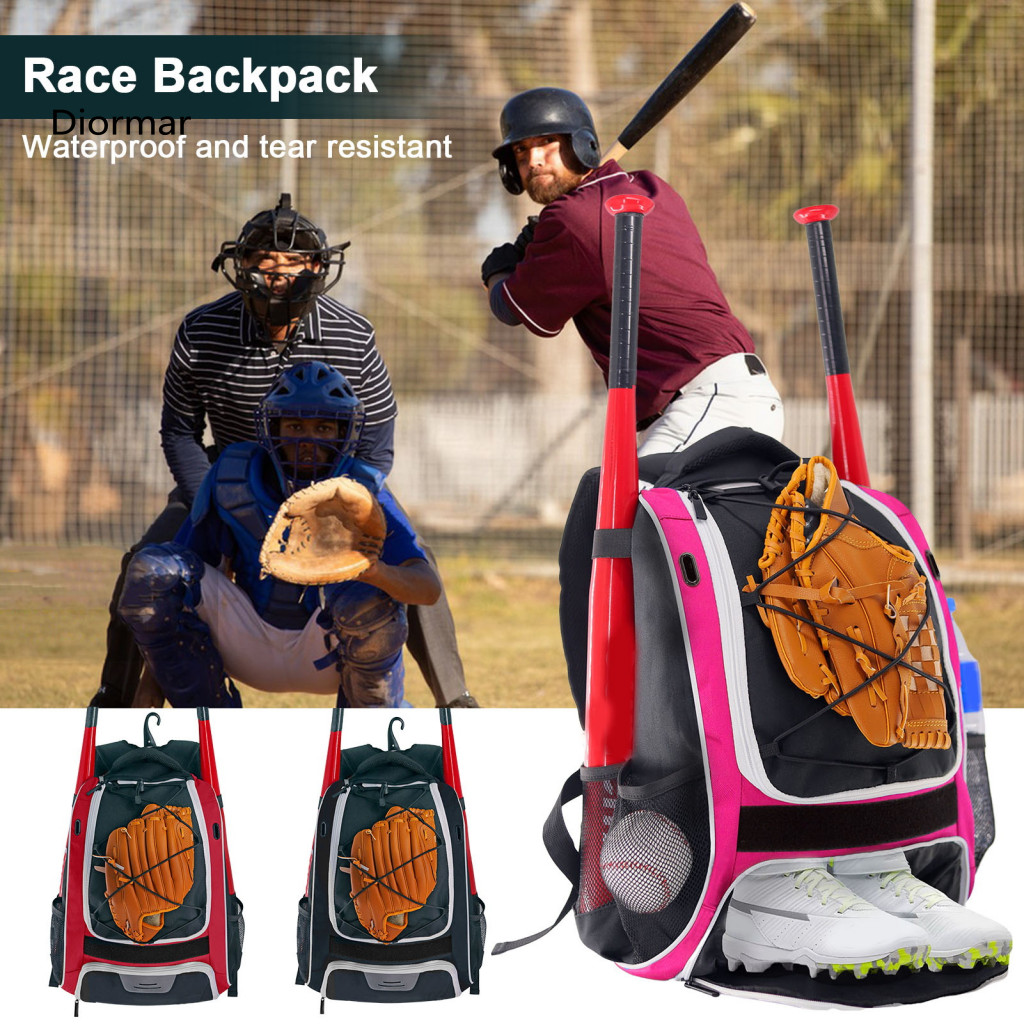 Spacious Baseball Gear Backpack with Adjustable Shoulder Straps Waterproof Capacity Nylon Sports Bag for Training