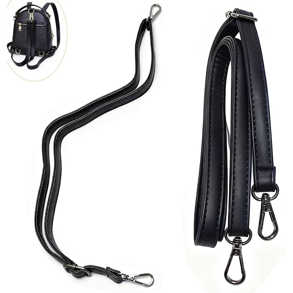 2 Pack Backpack Purse Straps Replacement with Double Swivel Snap Hooks Adapter Adjustable PU Leather Backpack Shoulder S