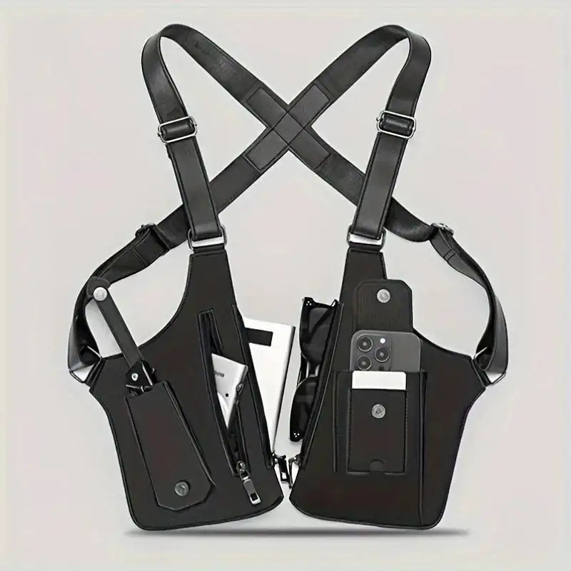 Adjustable underarm backpack for men and women, anti-theft hidden storage, premium leather, lightweight pocket waist bag
