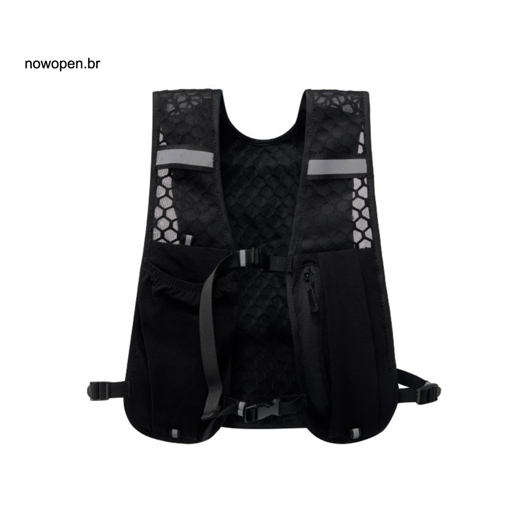 Soft Water Bottle Holder Bag Vest Backpack for Hiking Running Breathable Mesh Adjustable Buckles Safety Reflective Strip