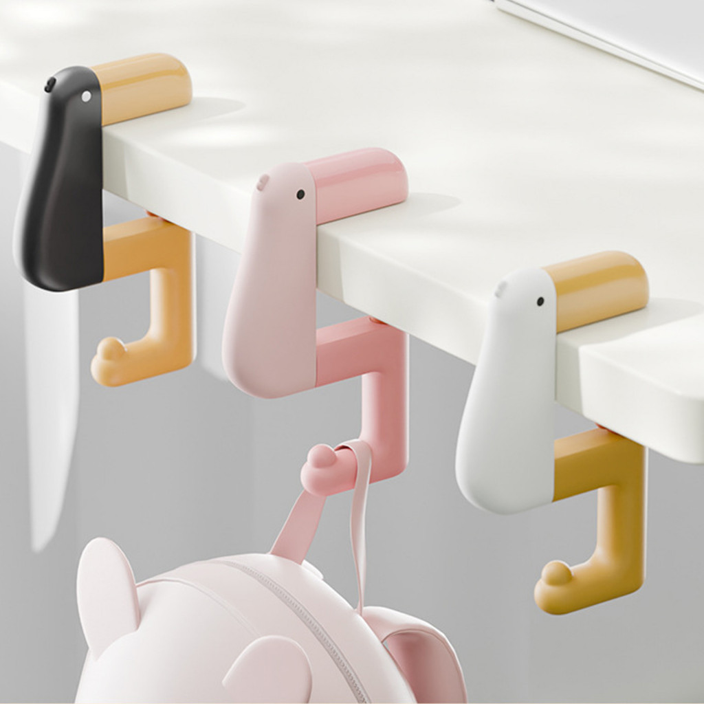 Adjustable Duck Desk Clamp Hook No Drill with Protective Rubber Pad Space-saving Foldable Organizer for Backpacks School