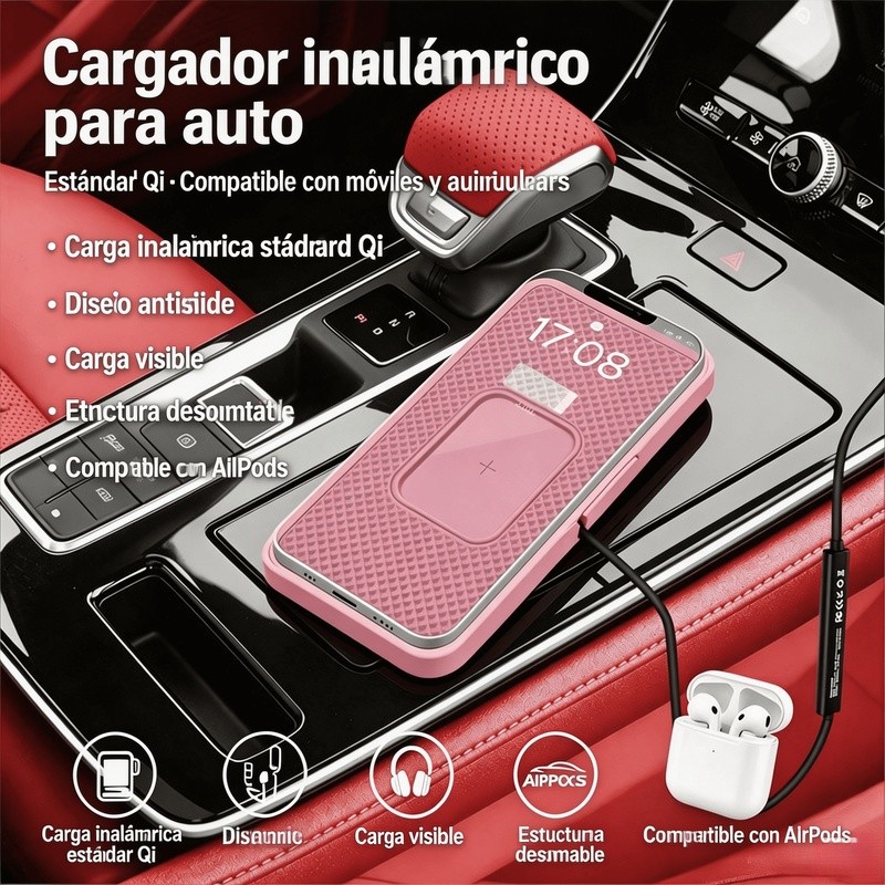 Car Wireless Charger Silicone Non‑Slip Pad Fast Induction Charging Mat for iPhone 16 15 14 13 12 Samsung S24 S23