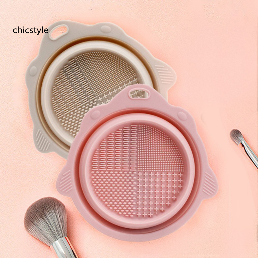 Beauty Brush Cleaner Bowl Portable Foldable Silicone Makeup – Easy-to-use Cosmetic Sponge Tool for Travel and Home Per