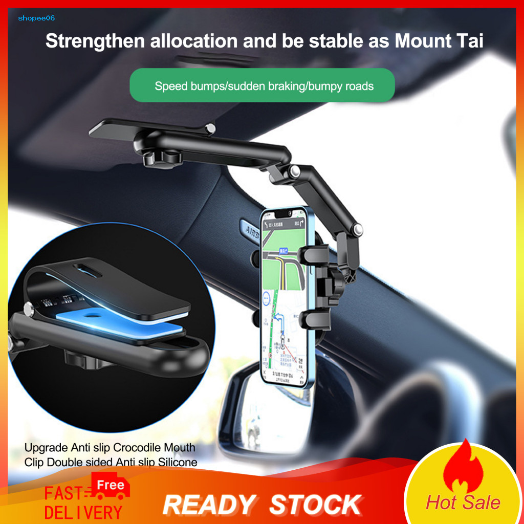 Secure Car Phone Mount Sun Visor Holder 1080° Rotatable Adjustable Height Angle Universal Cellphone Bracket for Accesso