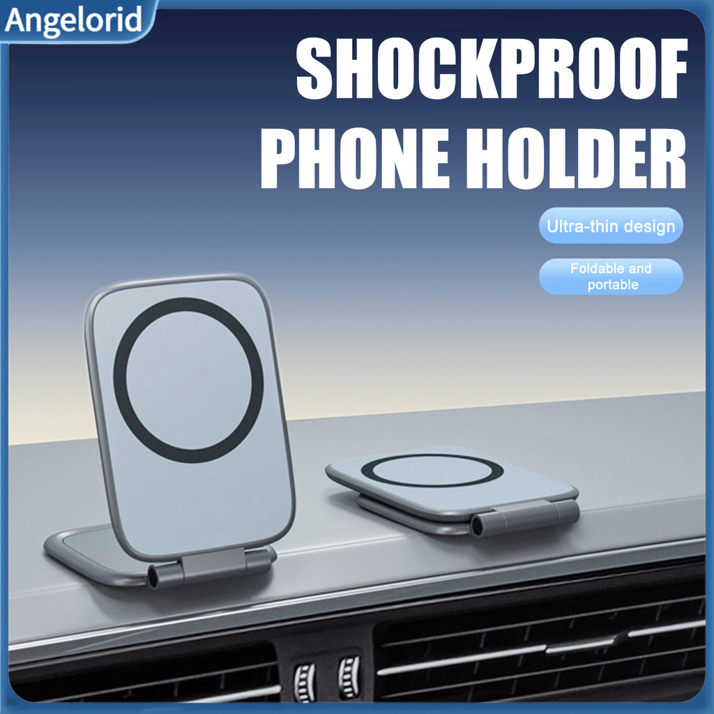 Ultra-thin Phone Holder Car Mount Magnetic Foldable Shockproof Adjustable Viewing Angle Stand for Navigation Hands-free