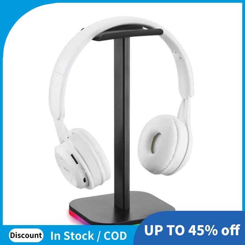 Suporte De Fone De Ouvido RGB Jogo Mesa Display Titular Base LED USB Captador Luz-A