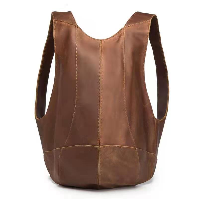 [Material Premium] Stylish Retro Crazy Horse Leather Men and Women's Beetle Backpack Ideal for Casual Travel / Bolsa de