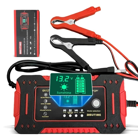 12V 6A Smart Charger with Pulse Repair for Car, Motorcycle and More