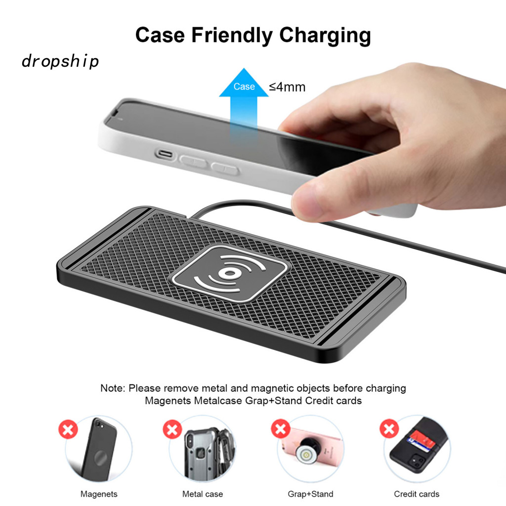 15w Fast Wireless Charger Car Non-slip Pad Charging Wide Compatibility Overheating Protection Compact Diy Trim for Smart