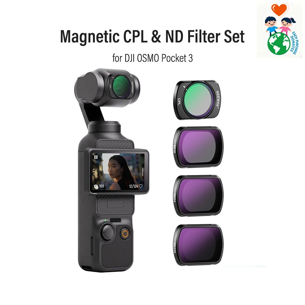 Conjunto De Filtro ND Magnético NEEWER 4 Pacotes Para DJI OSMO Pocket 3 , CPL ND16 ND64 ND256case