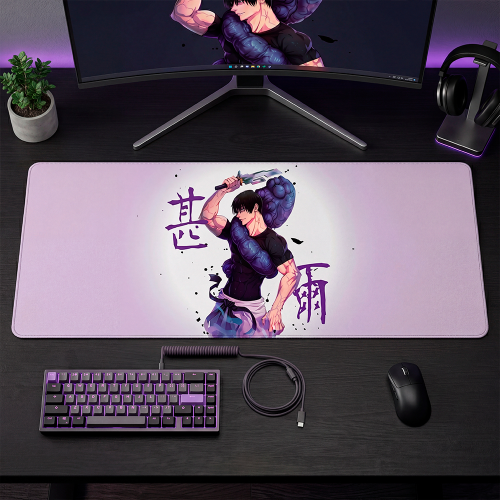 Mouse Pad Gamer Personalizado Toji Fushiguro Grande RGB Anime Exclusivo 80x30cm Confortável e Preciso - SUBLIMA