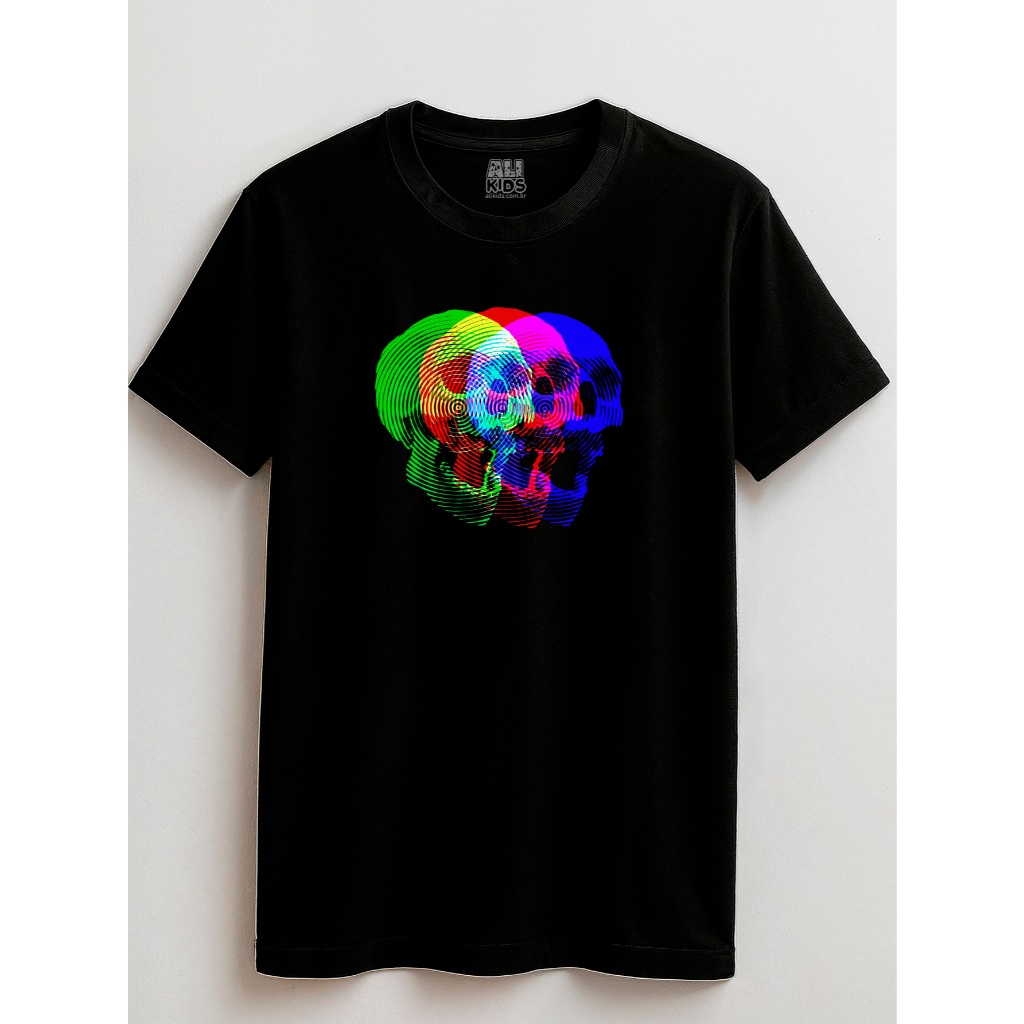 Camisa Caveiras 100% Algodão Juvenil e Infantil 2 ao 16 anos RGB