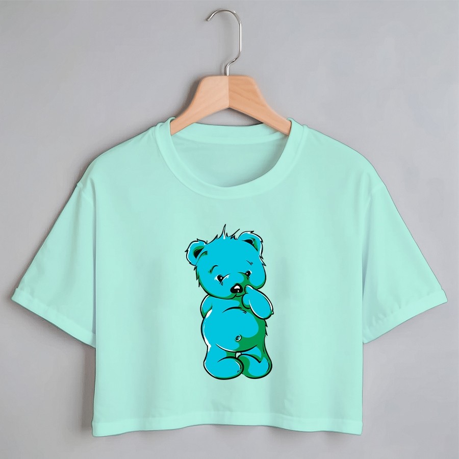 Blusa Blusinha Camiseta Cropped TShirt Feminina Algodão Tecido Premium Estampa Digital Ursinho Fofo RGB