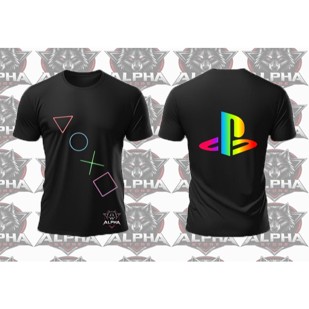 Camiseta Gamer PlayStation PS5 PS4 Botões RGB Alpha Store | Algodão Premium