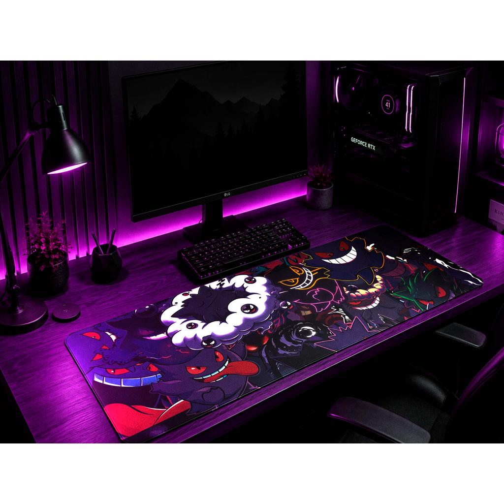 MousePad Gamer Personalizado Ganguer Fantasma Pokemon Grande RGB Anime Heróis Exclusivo 80x30cm Confortável e Preciso