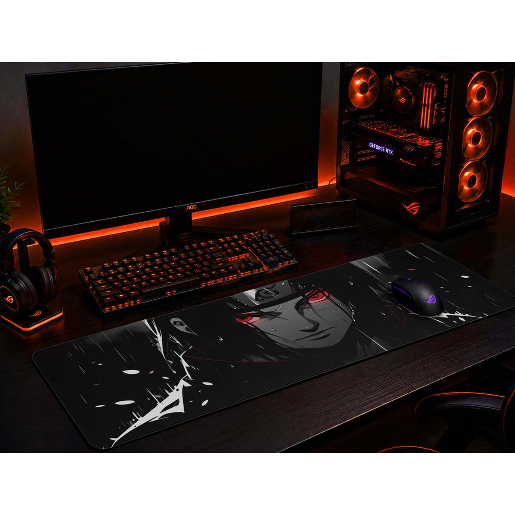 Mouse Pad Gamer Personalizado Itachi Uchira Naruto Grande RGB Anime Exclusivo 80x30cm Confortável e Preciso