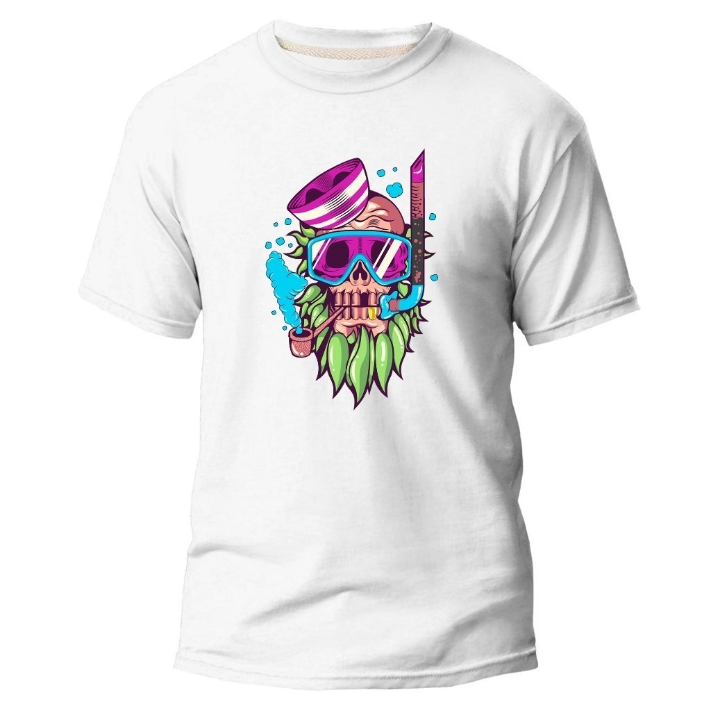 Camiseta Estampa Digital Caveira RGB Algodão Premium Básica - Envio Imediato