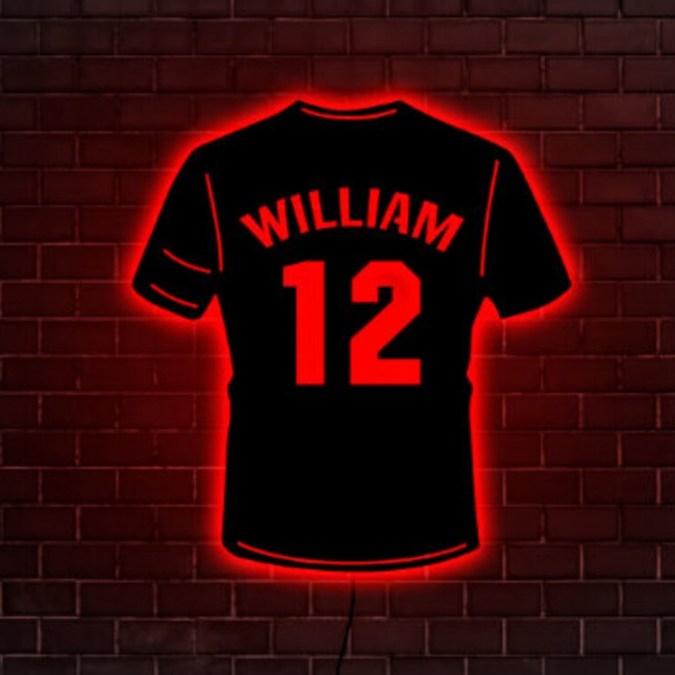Luminária RGB Futebol Camiseta com Nome e Número Personalizado