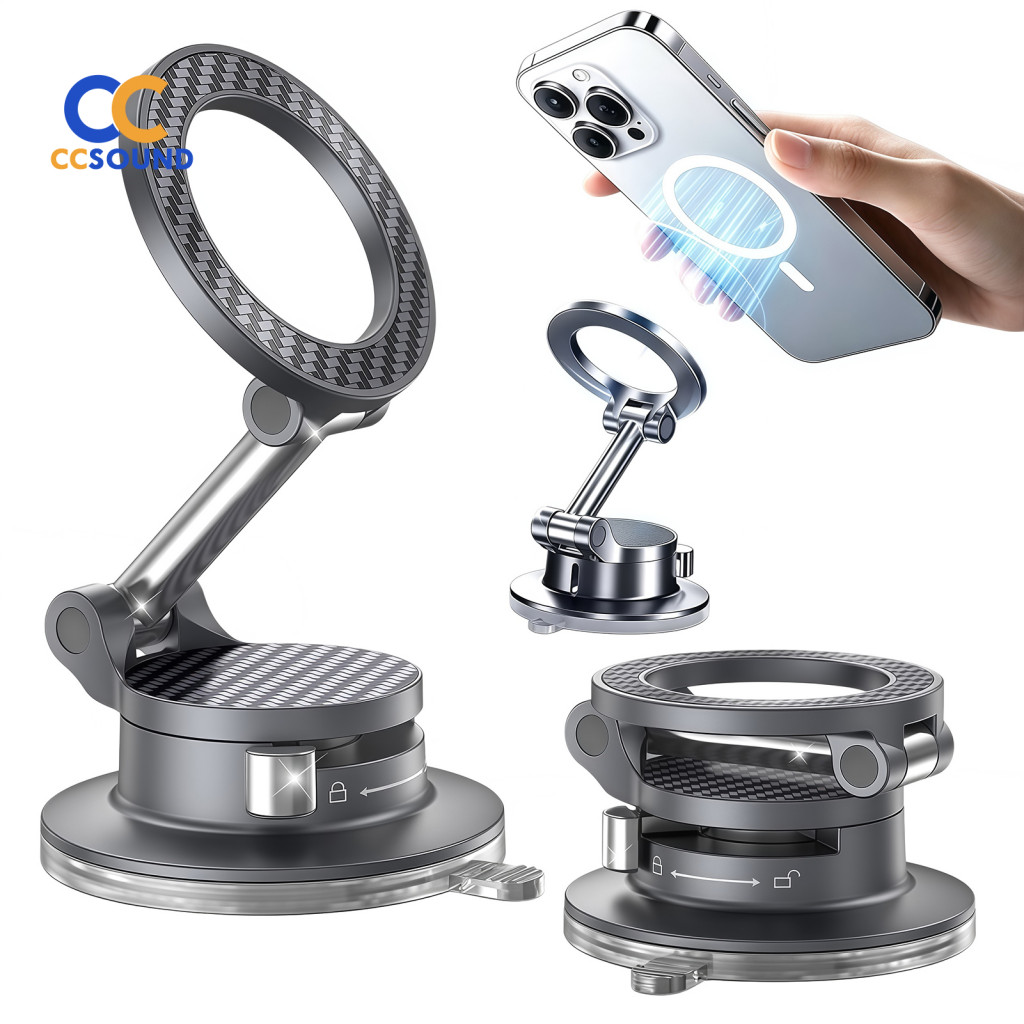 One Handed Operation Phone Mount Magnetic Car Vacuum Suction Holder 89lbs Strong Grip 360° Rotating Universal for Dashb