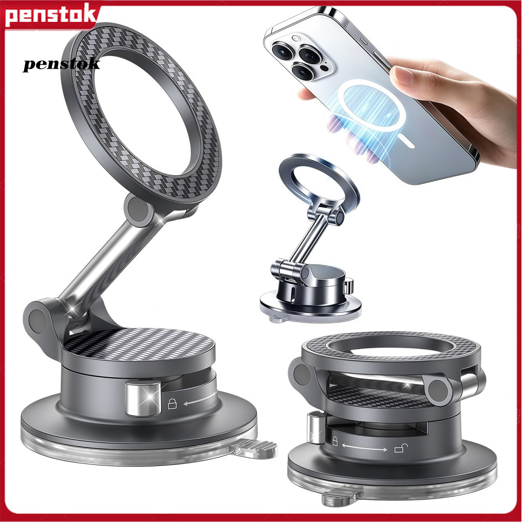 Hands Free Cell Phone Holder Magnetic Car Mount Vacuum Suction 89lbs Strong Grip 360° Rotating Universal for Dashboard