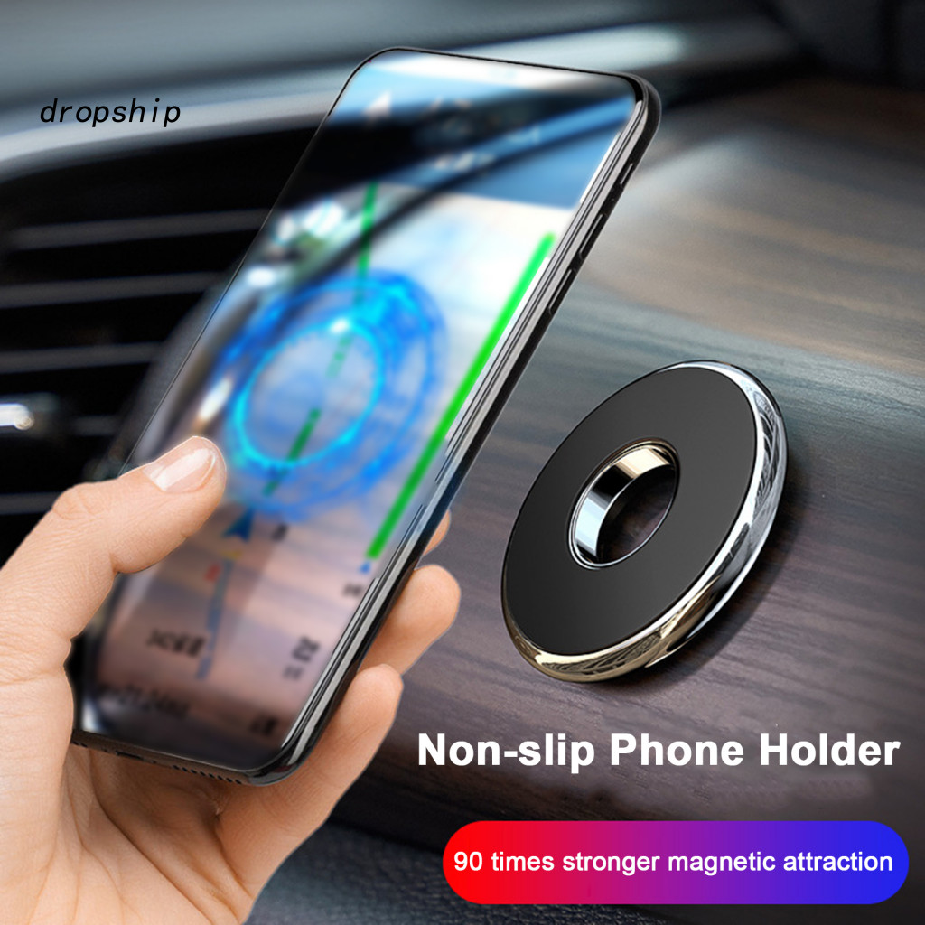 Non-slip Phone Holder 2pcs Magnetic Car Mini Round Shape Dashboard Vent Mount Self-adhesive Metal Navigation Stand for S