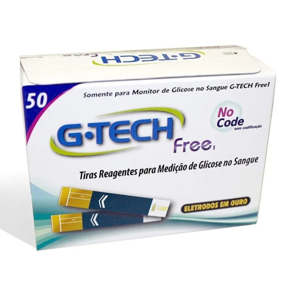 50 Tiras De Teste Glicemia P/ G-tech Free E Free Smart