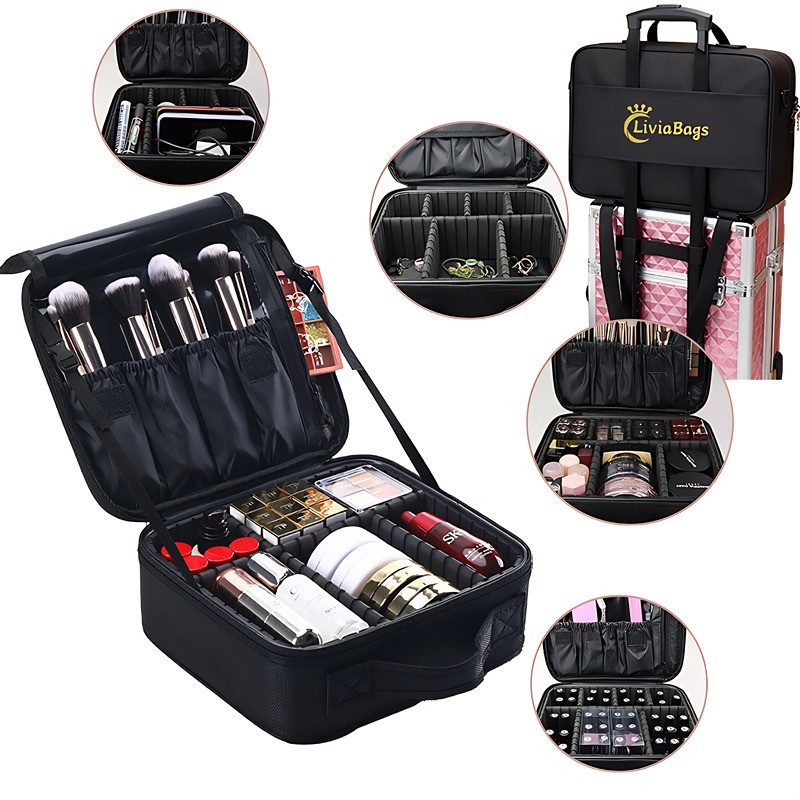 Professional Liviabags Makeup Case with Dividers Case with Handle to Flip Makeup Backpack-Viagem