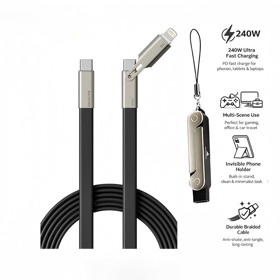 1.5M 240W Fast Charge Cable Foldable Stand Design For Gaming Home And Car Use