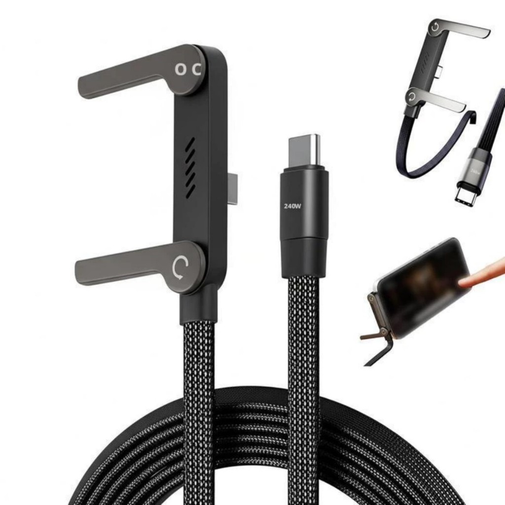 240W 1.5M Angled Support Data Cable | 90 ° For Gaming Elbow Fast Charging Foldable Phone