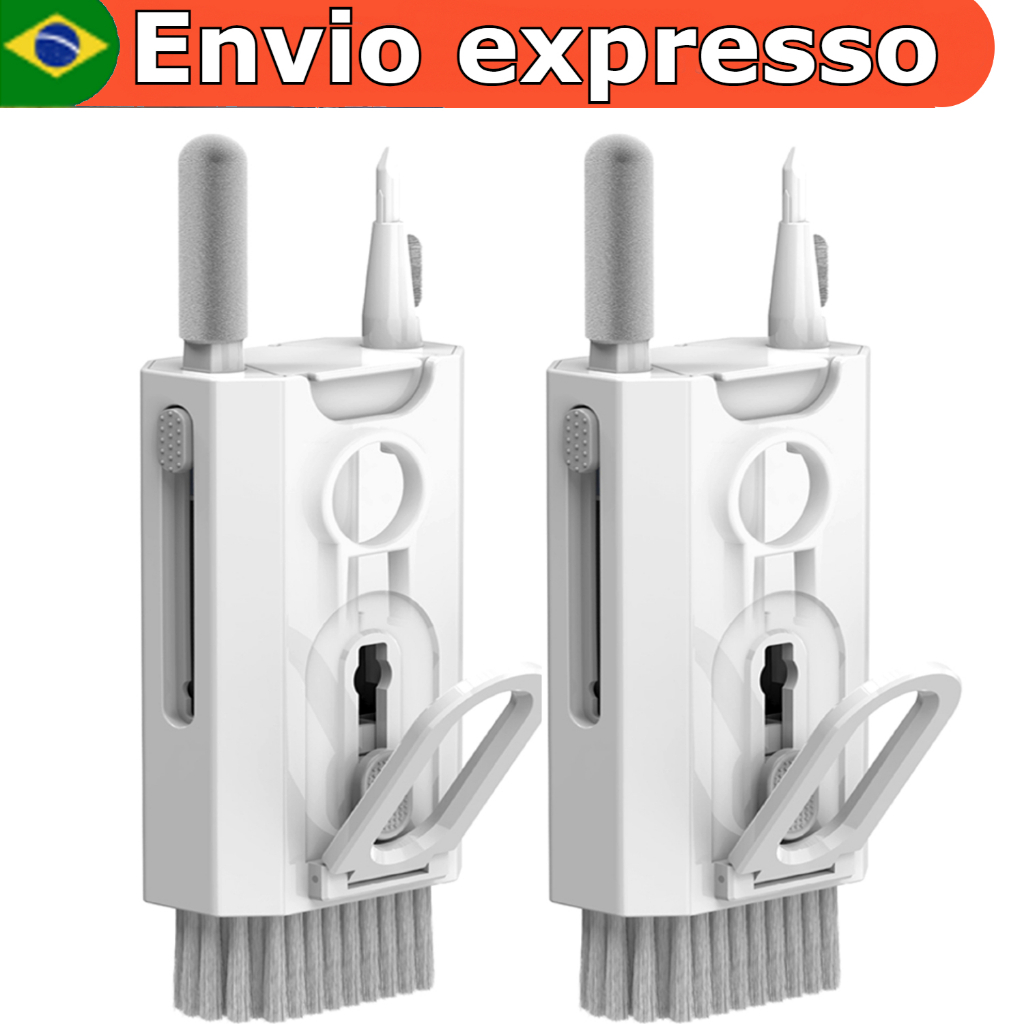 Kit 2 Escova De Limpeza De Teclado 8 Em 1 Multifuncional Portátil Para Computador/ Fone De Ouvido/ Notebook/ Celular
