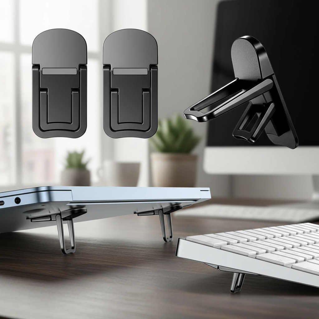 2 pacotes Mini suporte dobrável para laptop com ângulo ajustável para mesa, elevador para teclado de computador,