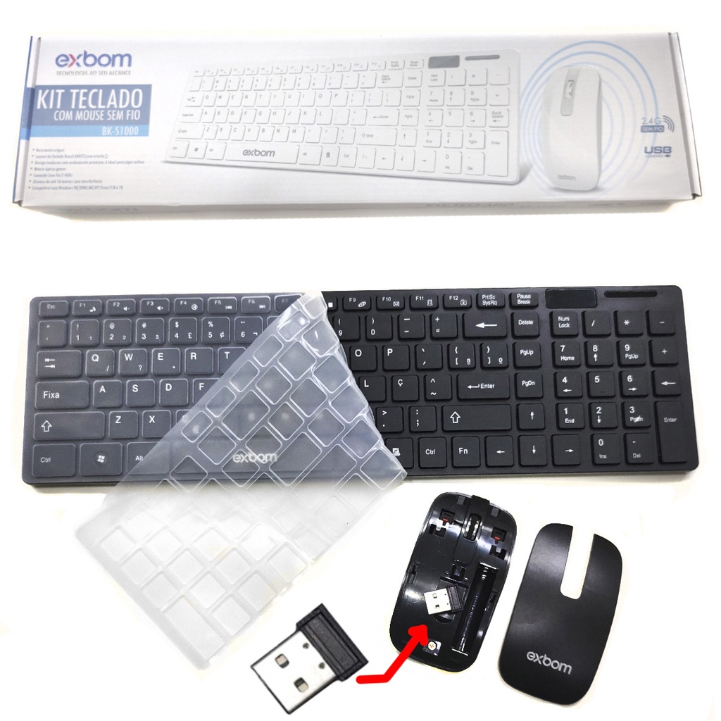 Kit Teclado E Mouse Sem Fio Receptor 2.4ghz tc06