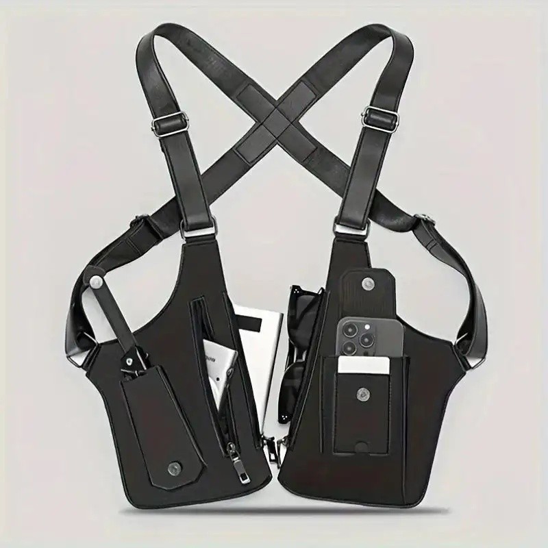 Adjustable underarm backpack for men and women, anti-theft hidden storage, premium leather, lightweight pocket waist bag