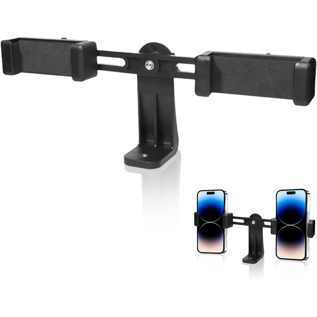 Universal Tripod Cell Phone Holder, Adjustable Phone Mount for Tripod, Dual Cell Phone Tripod Mount Adapter, 360 Rotatab
