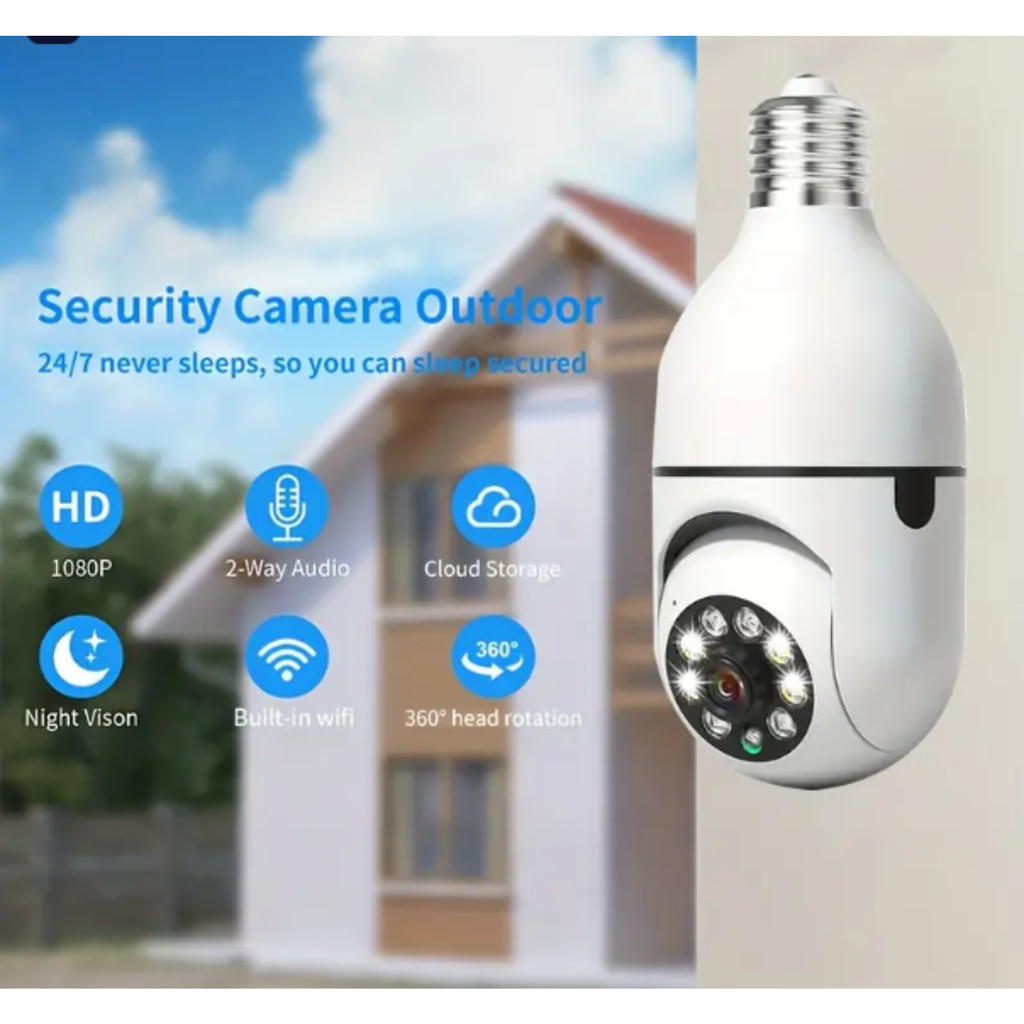 PAR de Câmeras Lâmpada de segurança Wi-fi IP sem fio 360