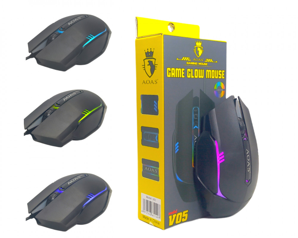 Mouse Gamer RGB LED USB OAS-V05: Brilho e Precisão!