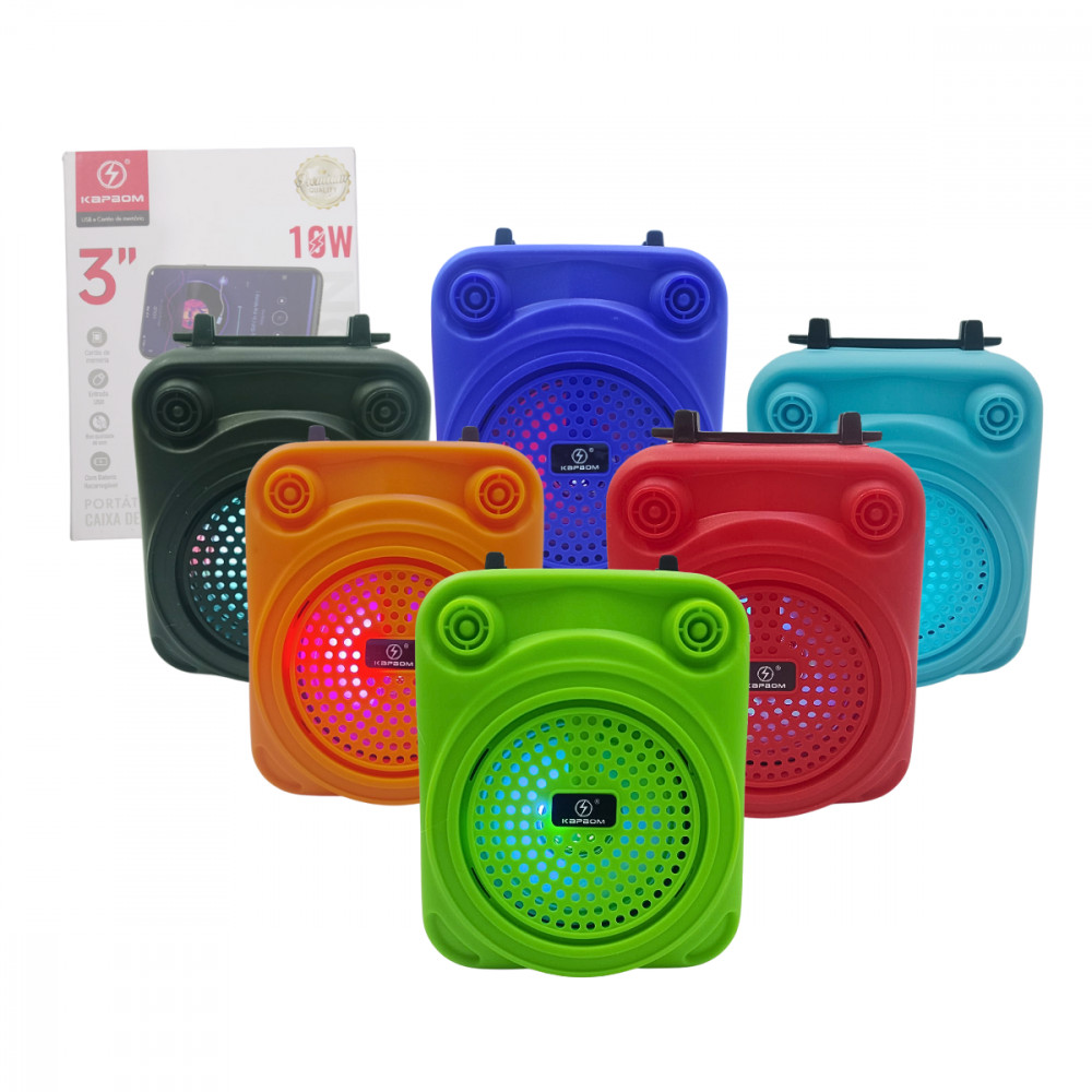 Caixinha Bluetooth LED RGB 10W Kapbom - Som e Estilo!