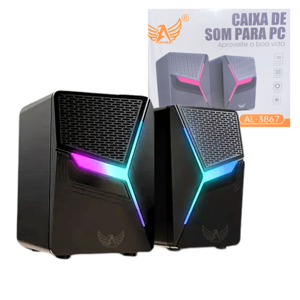 Caixa de Som Bluetooth RGB P2 USB - Som Potente e Colorido