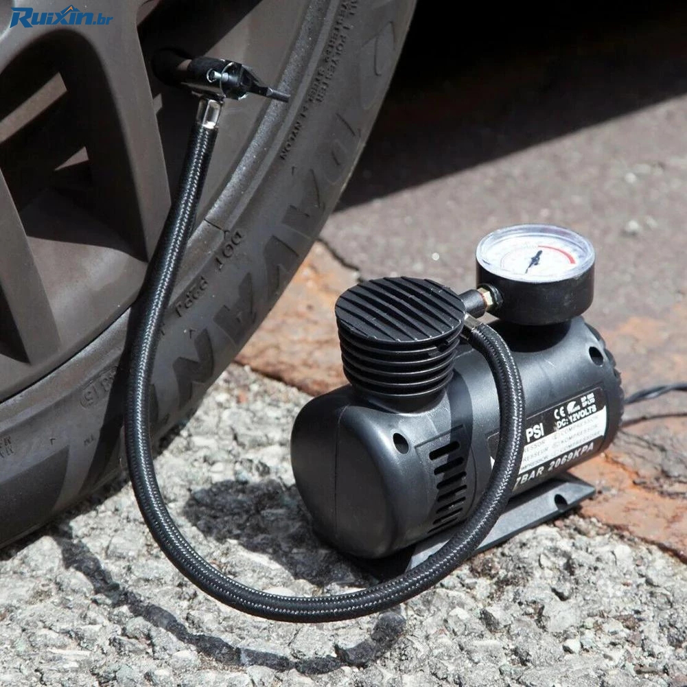 Mini Portable Electric Air Compressor With Pressure Gauge 250PSI 12V For Car Tire Motorcycle Bike Ball