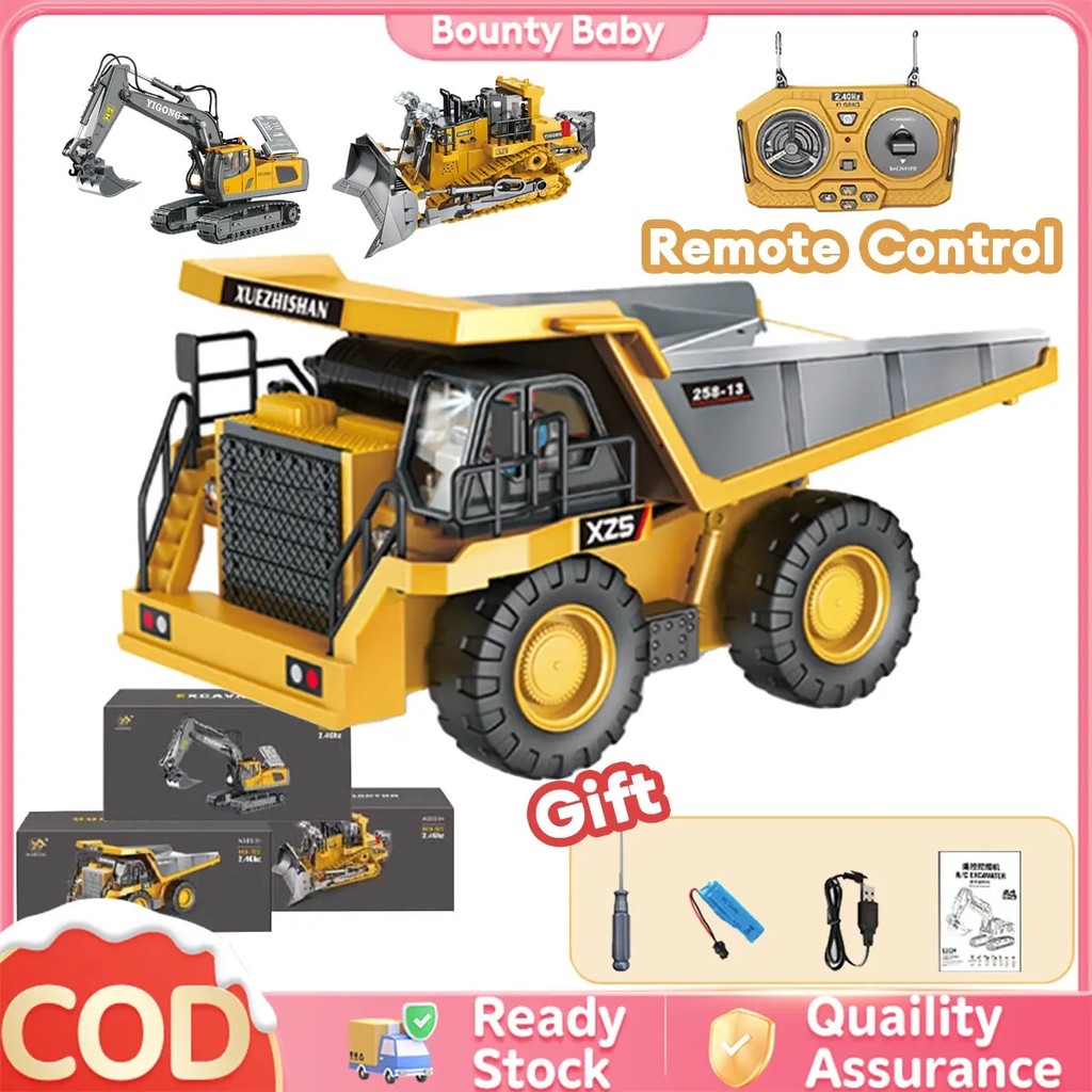 Remote Control Excavator Car Rc Excavator Toys Bulldozer Dump Truck Electric Toy Gift for Kids Rechargeable Excavator RC