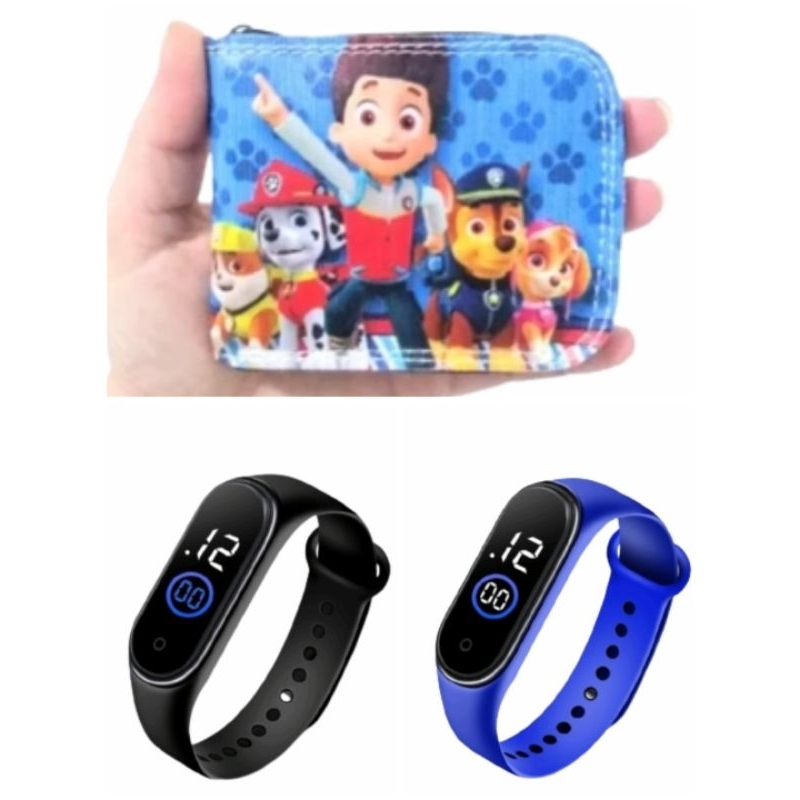 Carteira infantil para menino , para guardar  a mesada, sonic , hulk da patrulha canina masculino mais relogio digital