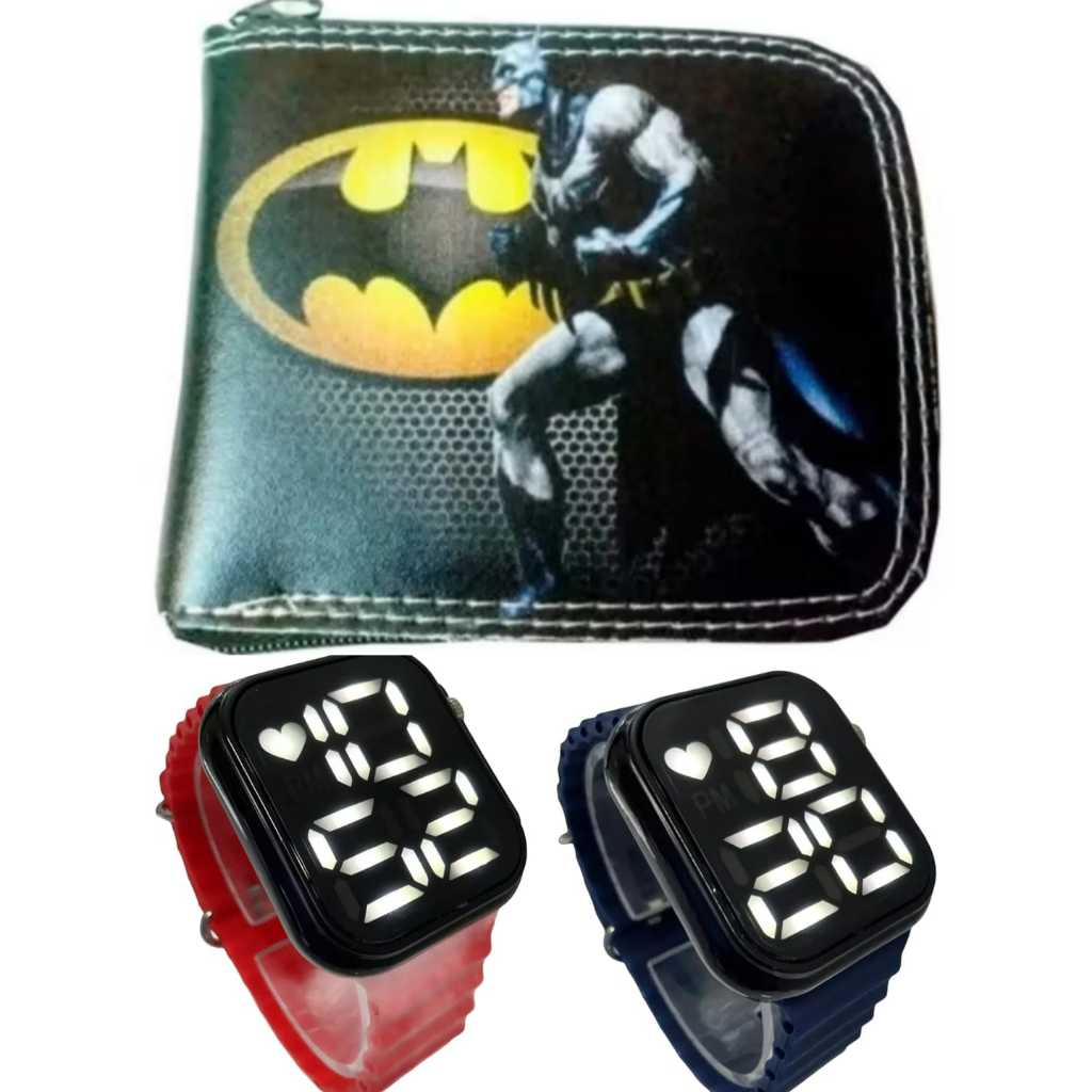 Carteira infantil Batman para mesada e relógio digital a prova d agua masculino , seu filho merece um presente assim.