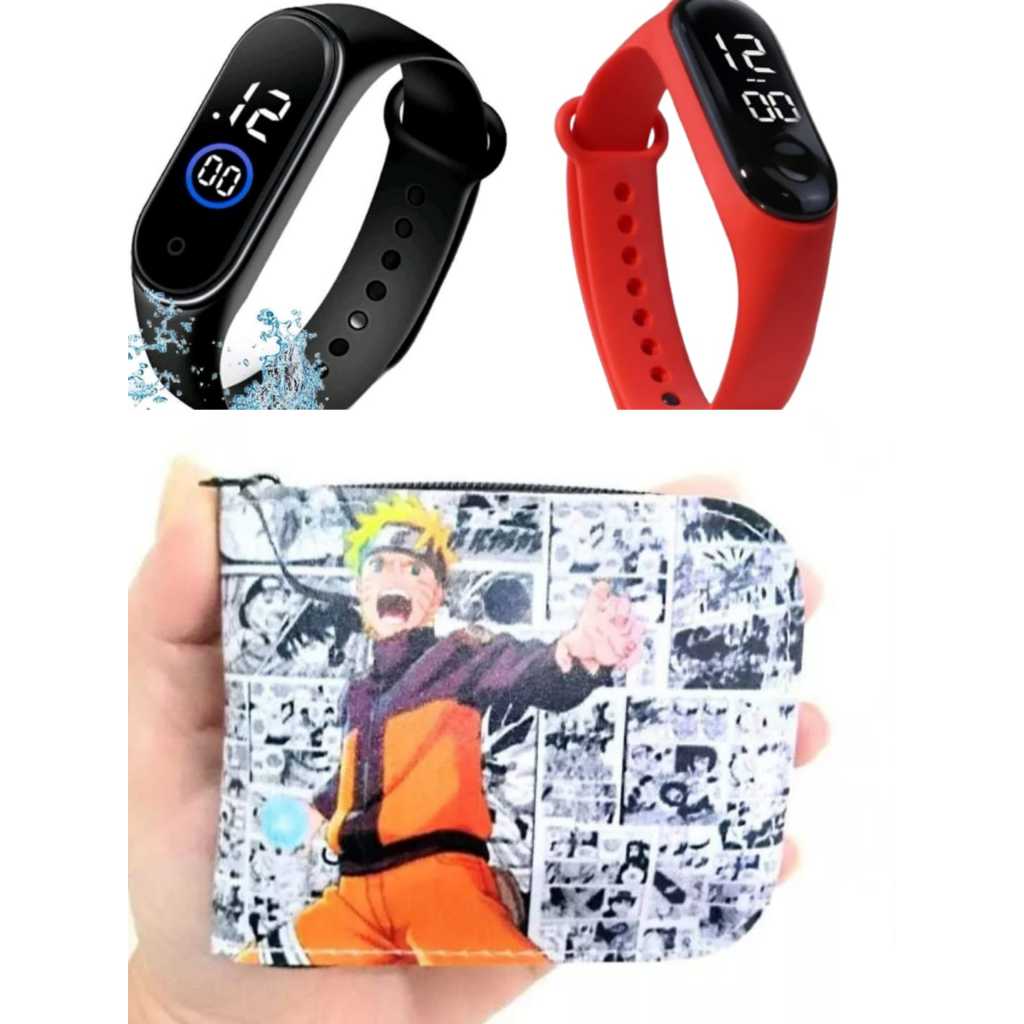 Carteira infantil para guardar mesada , relogio infantil digital a prova de água  do naruto, qualidade e preco justo