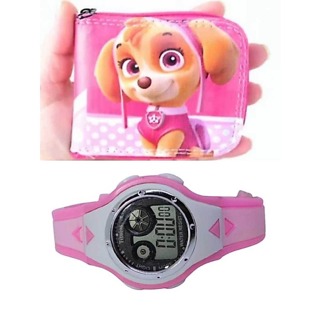 Carteira infantil menina patrulha canina mas relógio digital e relógio com led, para presentear sua filha ,lançamento